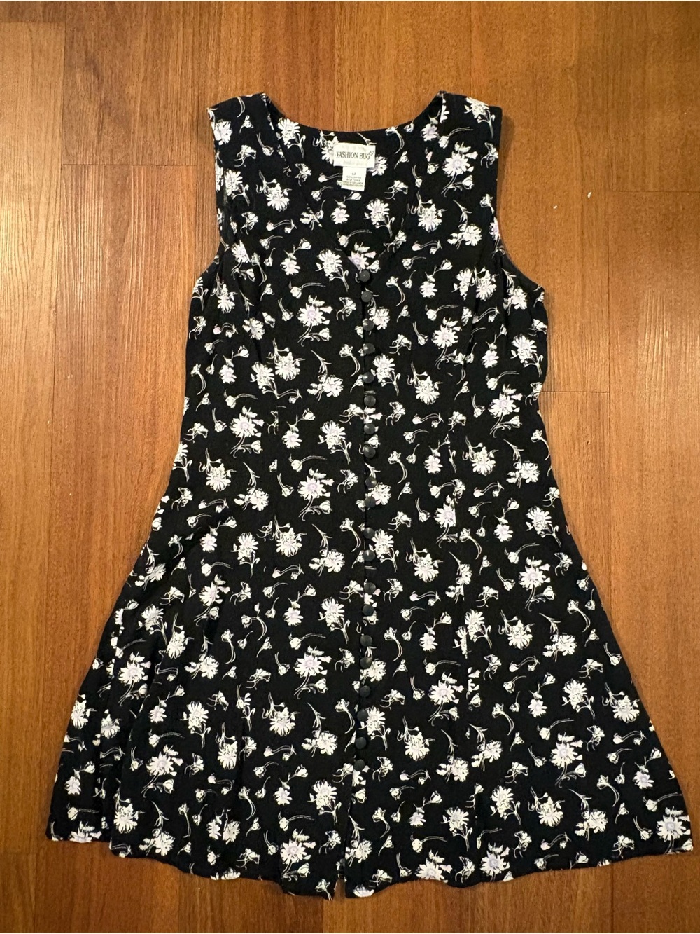 Vintage 90s Fashion Bug Floral Rayon Button Front Mini Dress 6P